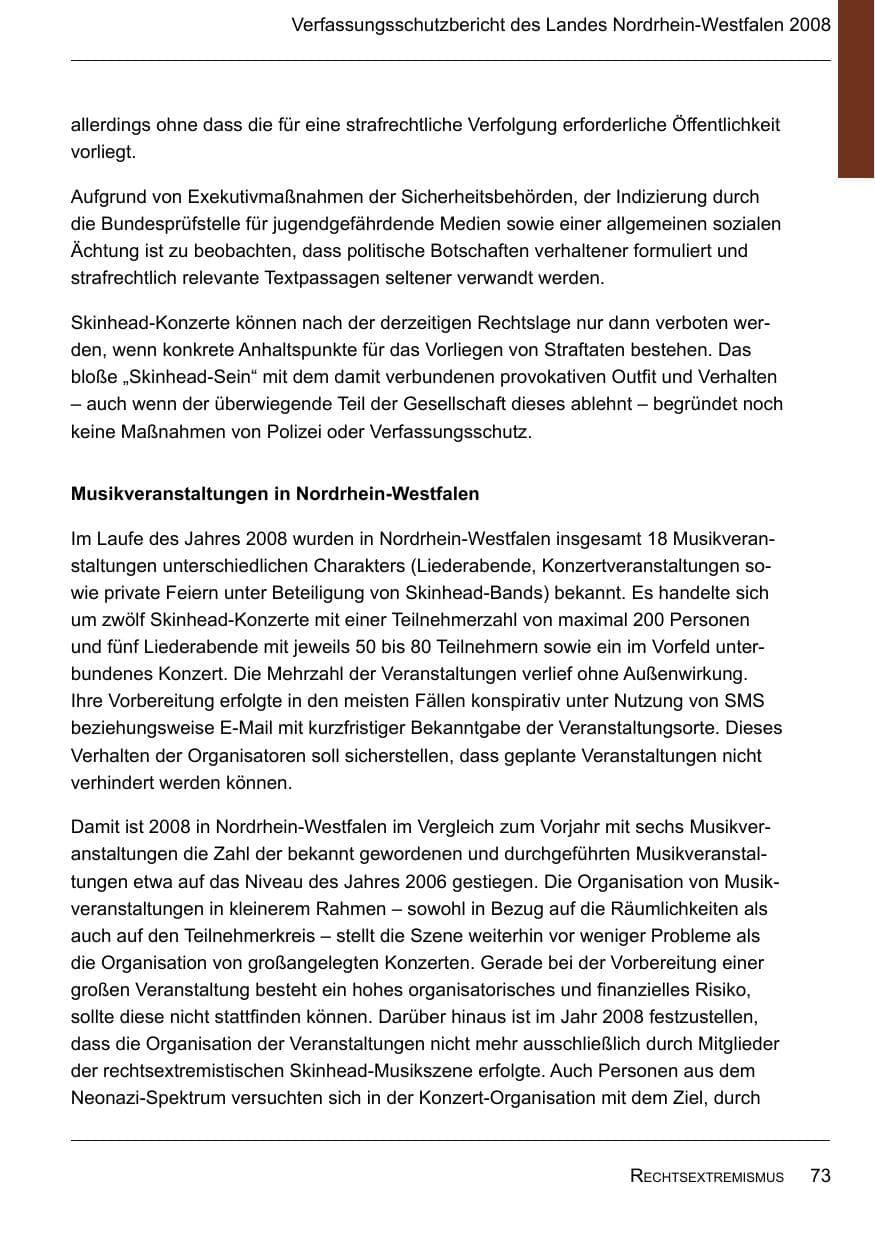 Seite 75 des Verfassungsschutzbericht 2008 Nordrhein-Westfalen