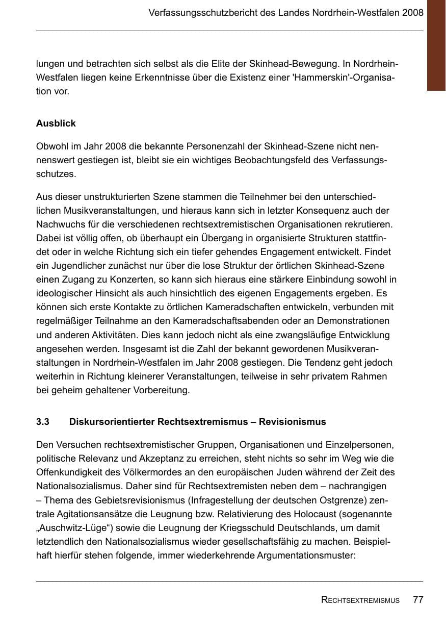 Seite 79 des Verfassungsschutzbericht 2008 Nordrhein-Westfalen