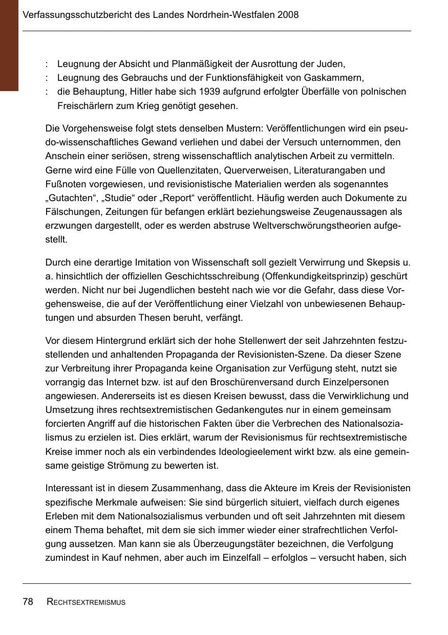 Seite 80 des Verfassungsschutzbericht 2008 Nordrhein-Westfalen