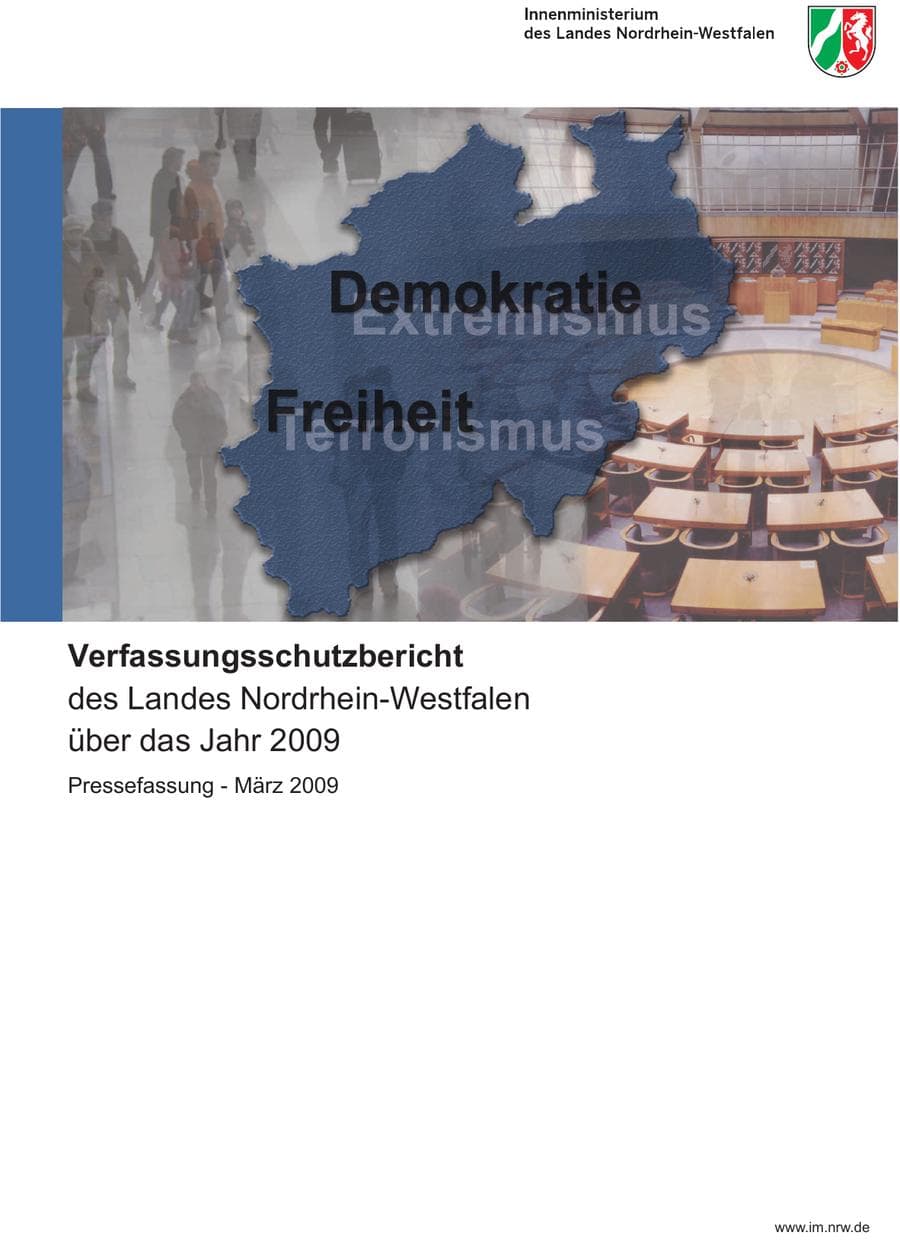 Seite 1 des Verfassungsschutzbericht 2009 Nordrhein-Westfalen