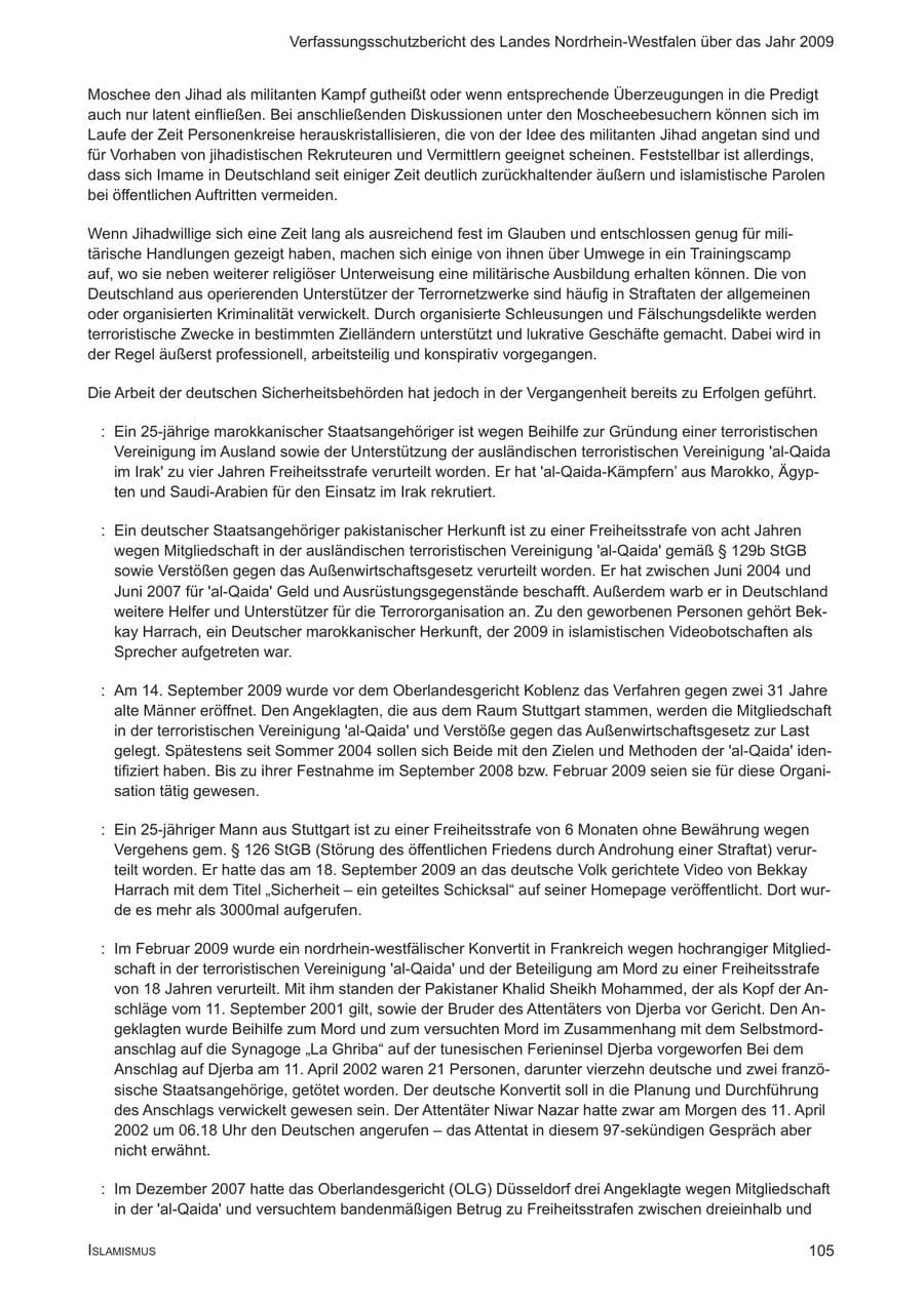 Seite 106 des Verfassungsschutzbericht 2009 Nordrhein-Westfalen
