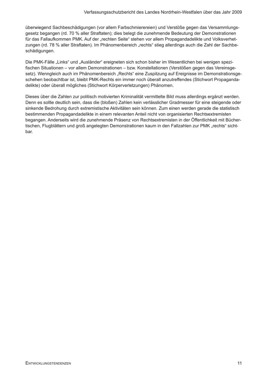 Seite 12 des Verfassungsschutzbericht 2009 Nordrhein-Westfalen