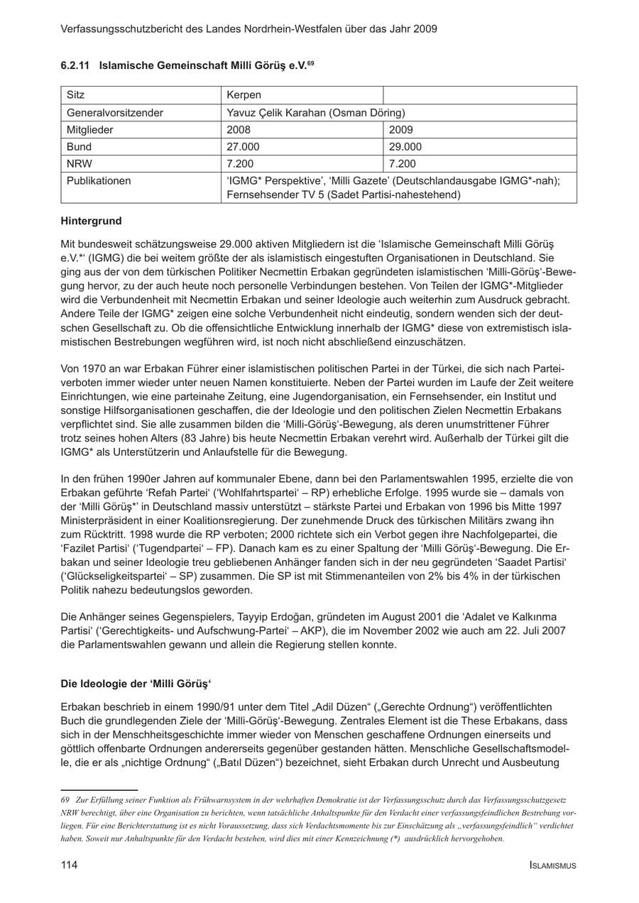 Seite 115 des Verfassungsschutzbericht 2009 Nordrhein-Westfalen