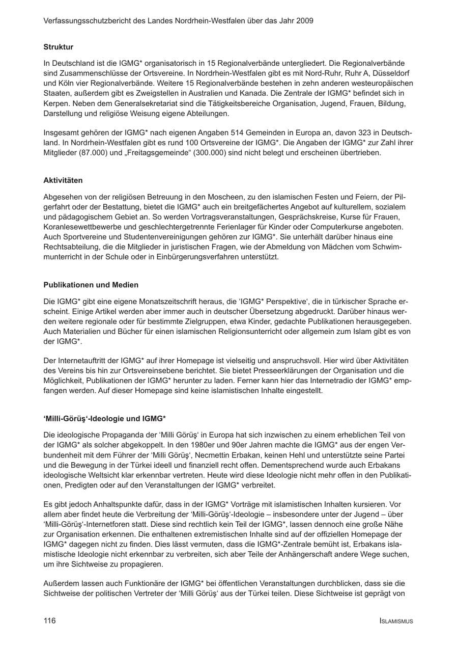 Seite 117 des Verfassungsschutzbericht 2009 Nordrhein-Westfalen