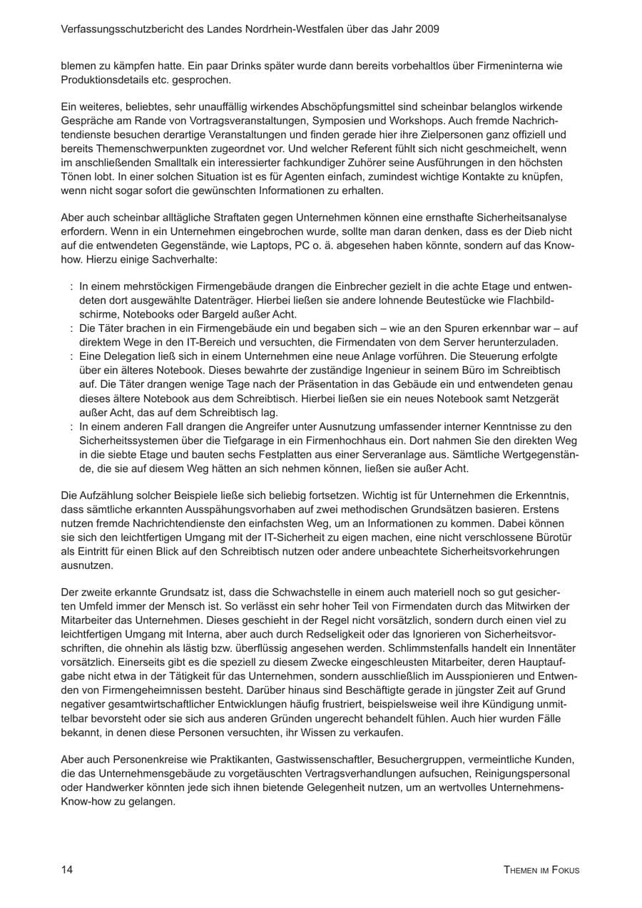 Seite 15 des Verfassungsschutzbericht 2009 Nordrhein-Westfalen