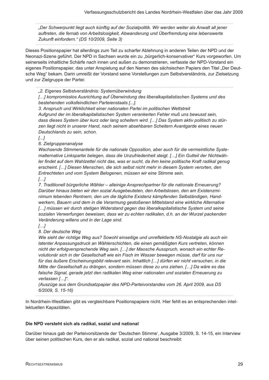 Seite 30 des Verfassungsschutzbericht 2009 Nordrhein-Westfalen