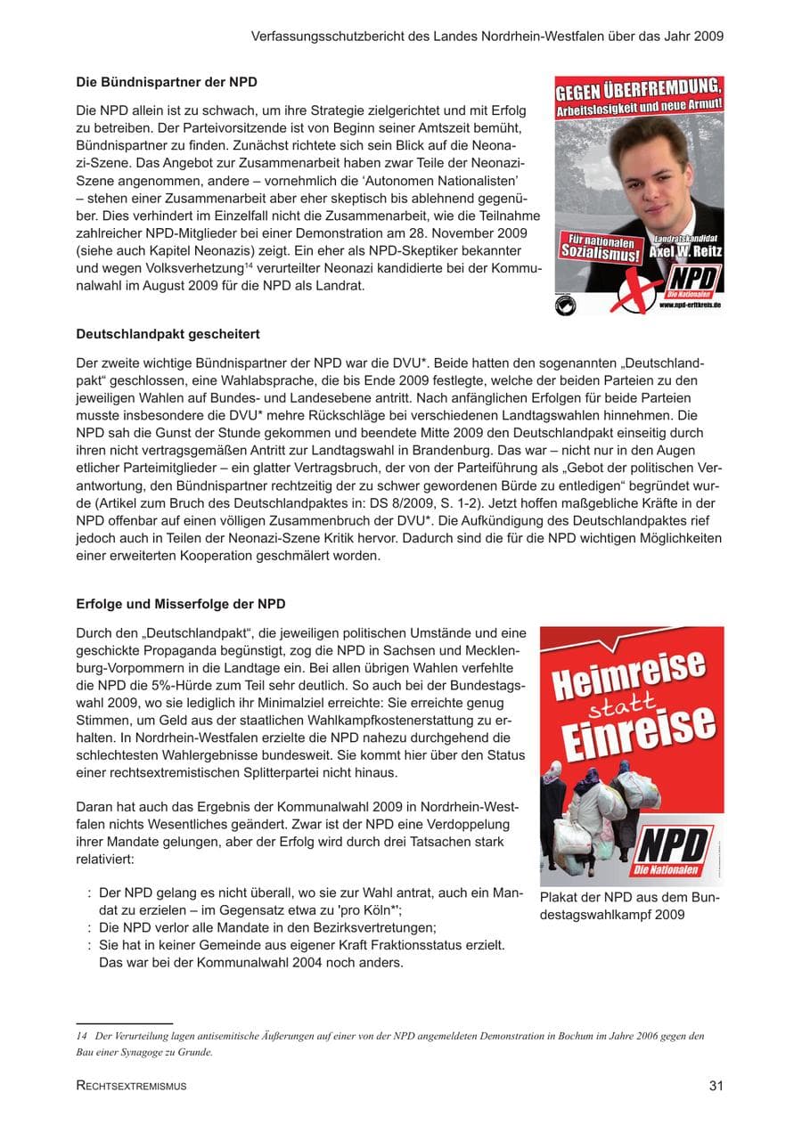 Seite 32 des Verfassungsschutzbericht 2009 Nordrhein-Westfalen