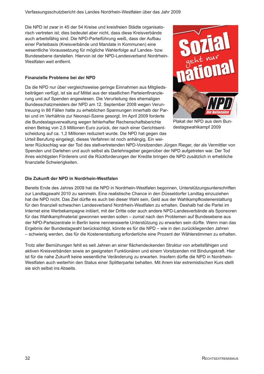 Seite 33 des Verfassungsschutzbericht 2009 Nordrhein-Westfalen
