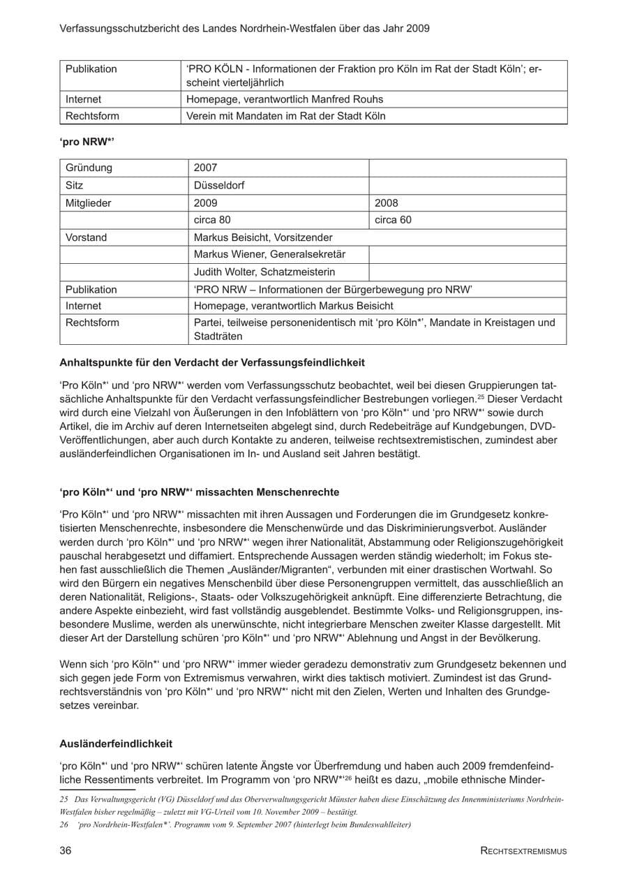 Seite 37 des Verfassungsschutzbericht 2009 Nordrhein-Westfalen