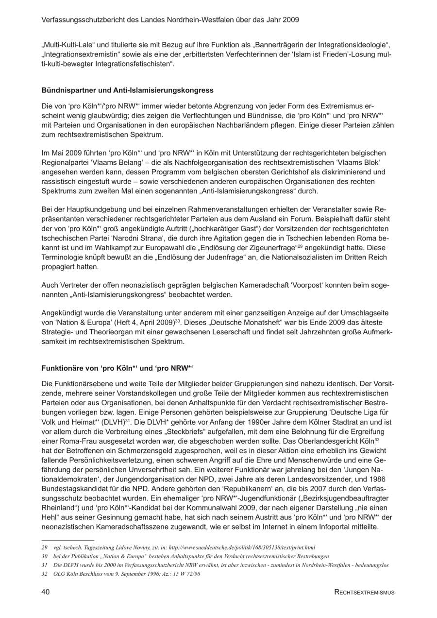 Seite 41 des Verfassungsschutzbericht 2009 Nordrhein-Westfalen