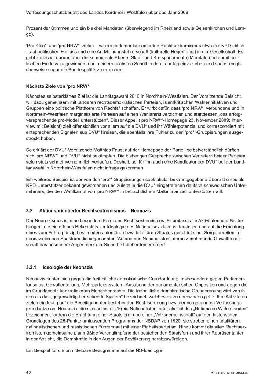 Seite 43 des Verfassungsschutzbericht 2009 Nordrhein-Westfalen