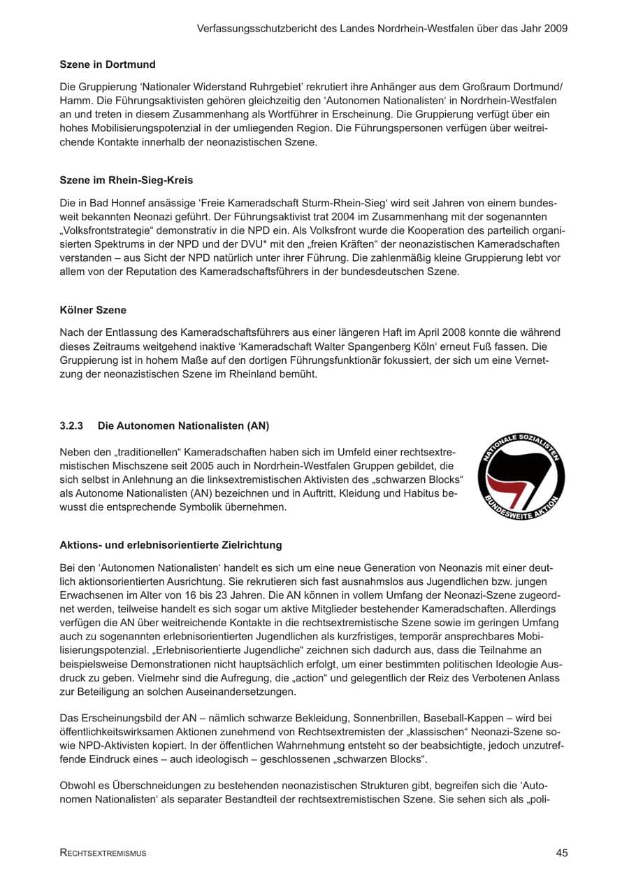 Seite 46 des Verfassungsschutzbericht 2009 Nordrhein-Westfalen