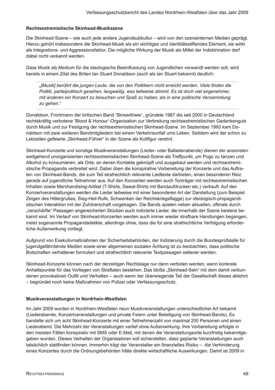 Seite 50 des Verfassungsschutzbericht 2009 Nordrhein-Westfalen