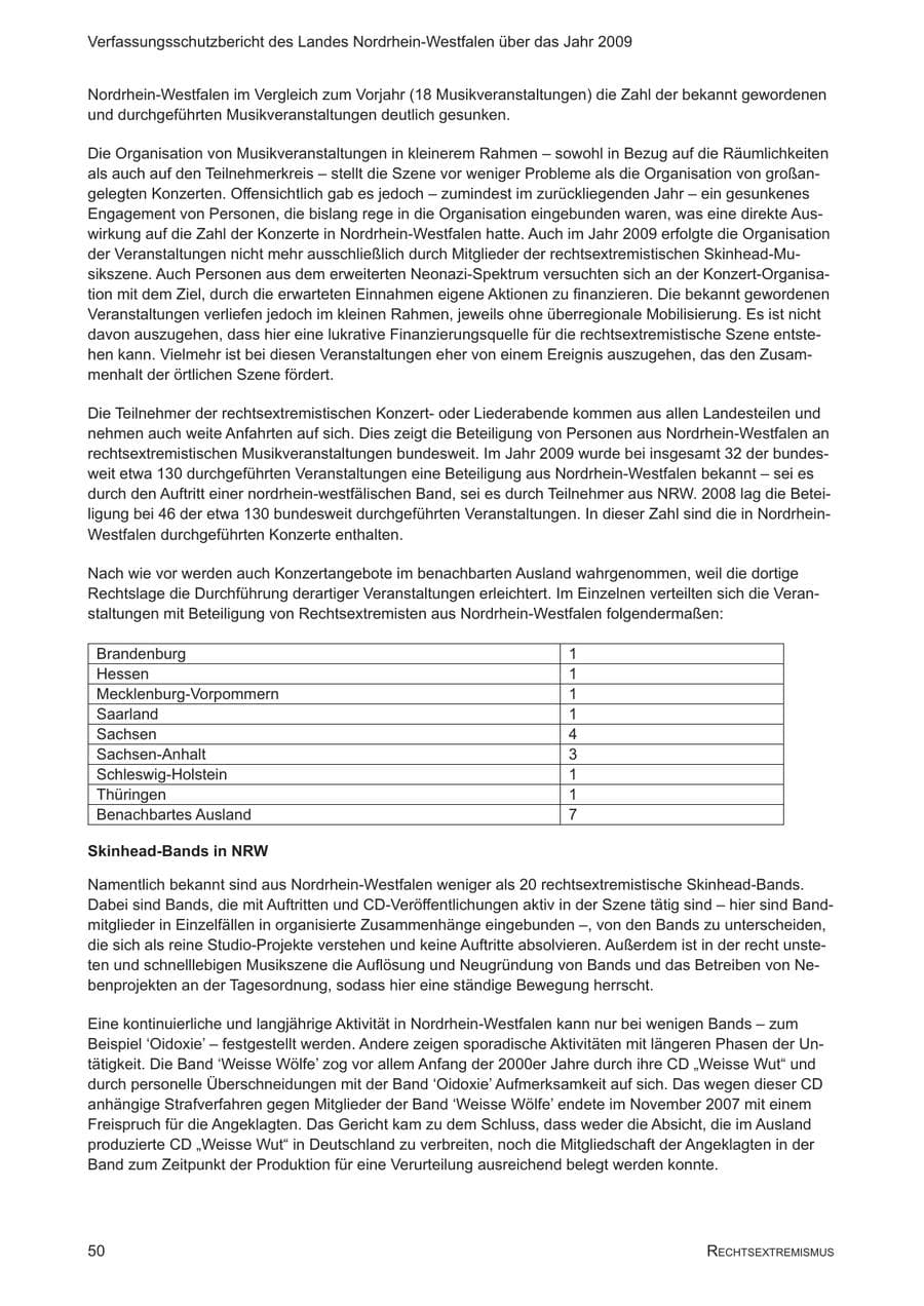 Seite 51 des Verfassungsschutzbericht 2009 Nordrhein-Westfalen