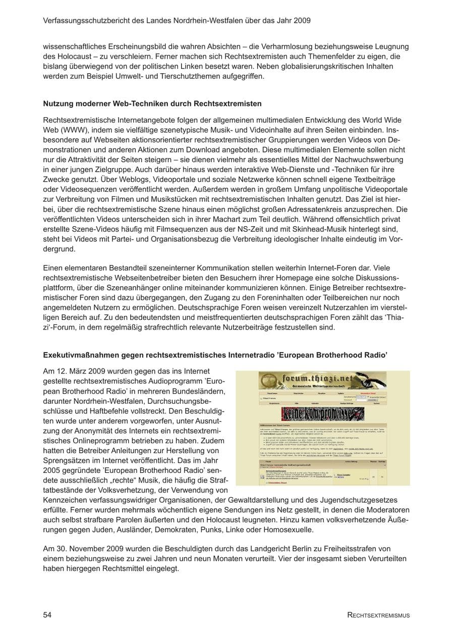 Seite 55 des Verfassungsschutzbericht 2009 Nordrhein-Westfalen