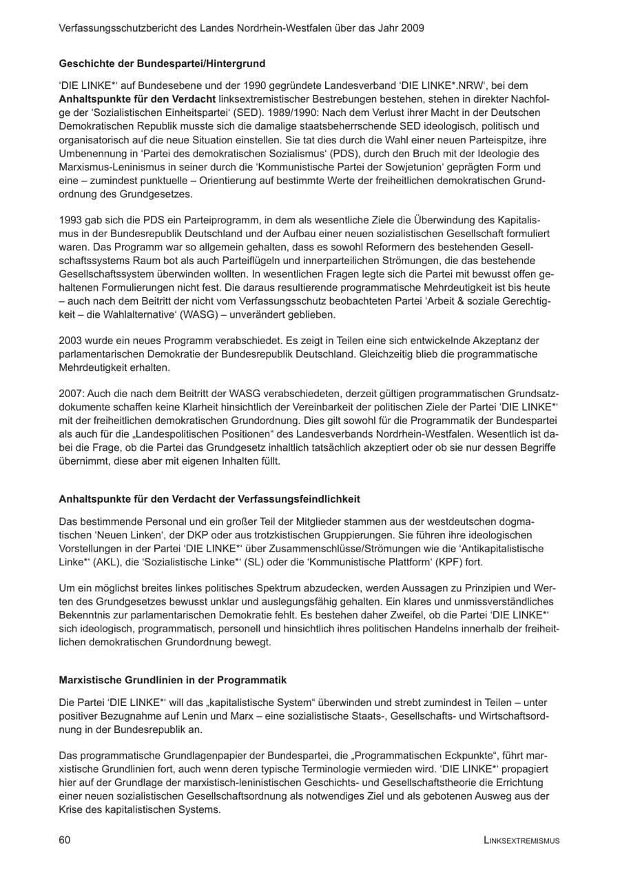 Seite 61 des Verfassungsschutzbericht 2009 Nordrhein-Westfalen