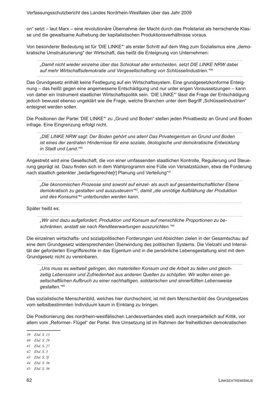 Seite 63 des Verfassungsschutzbericht 2009 Nordrhein-Westfalen
