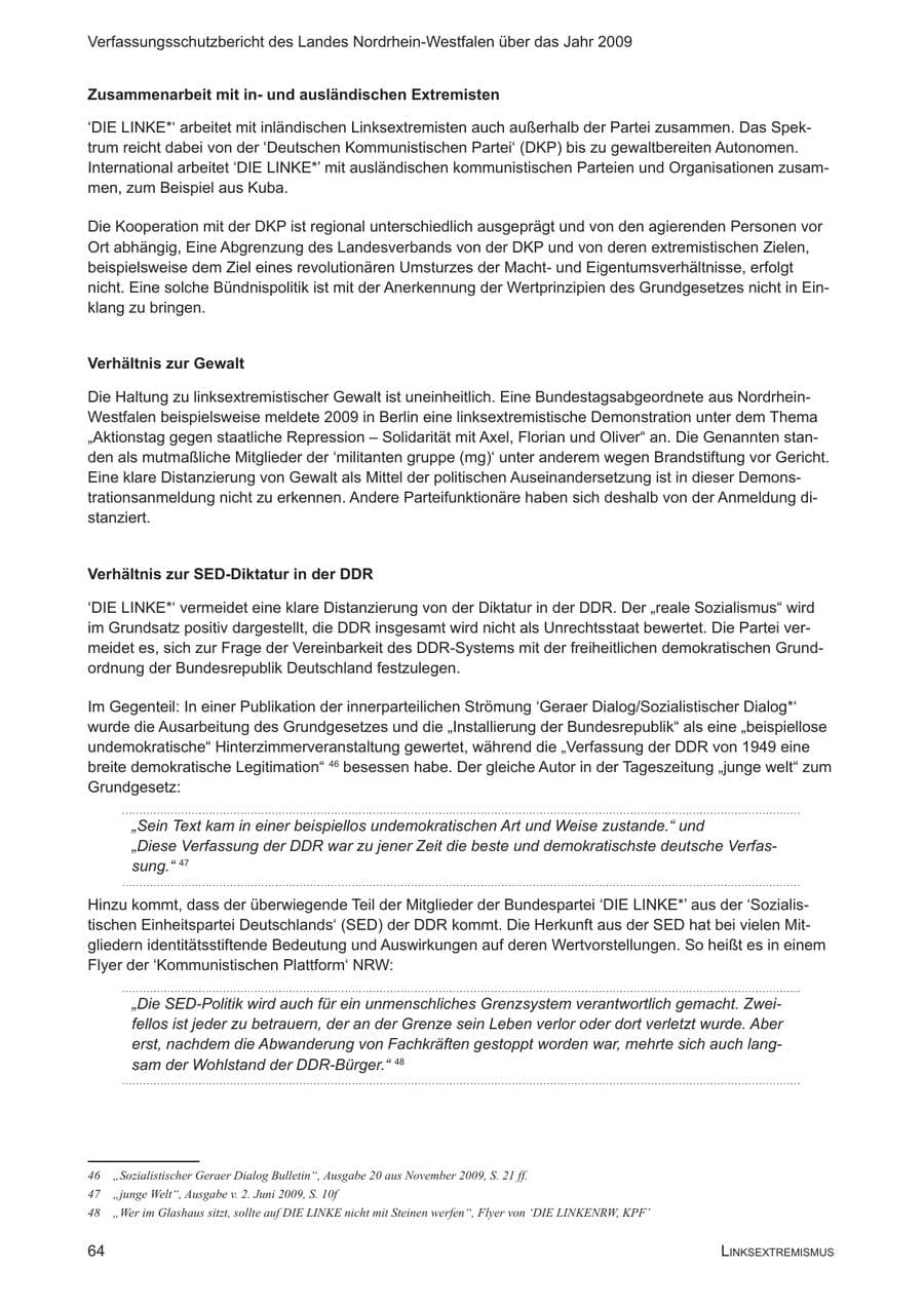 Seite 65 des Verfassungsschutzbericht 2009 Nordrhein-Westfalen