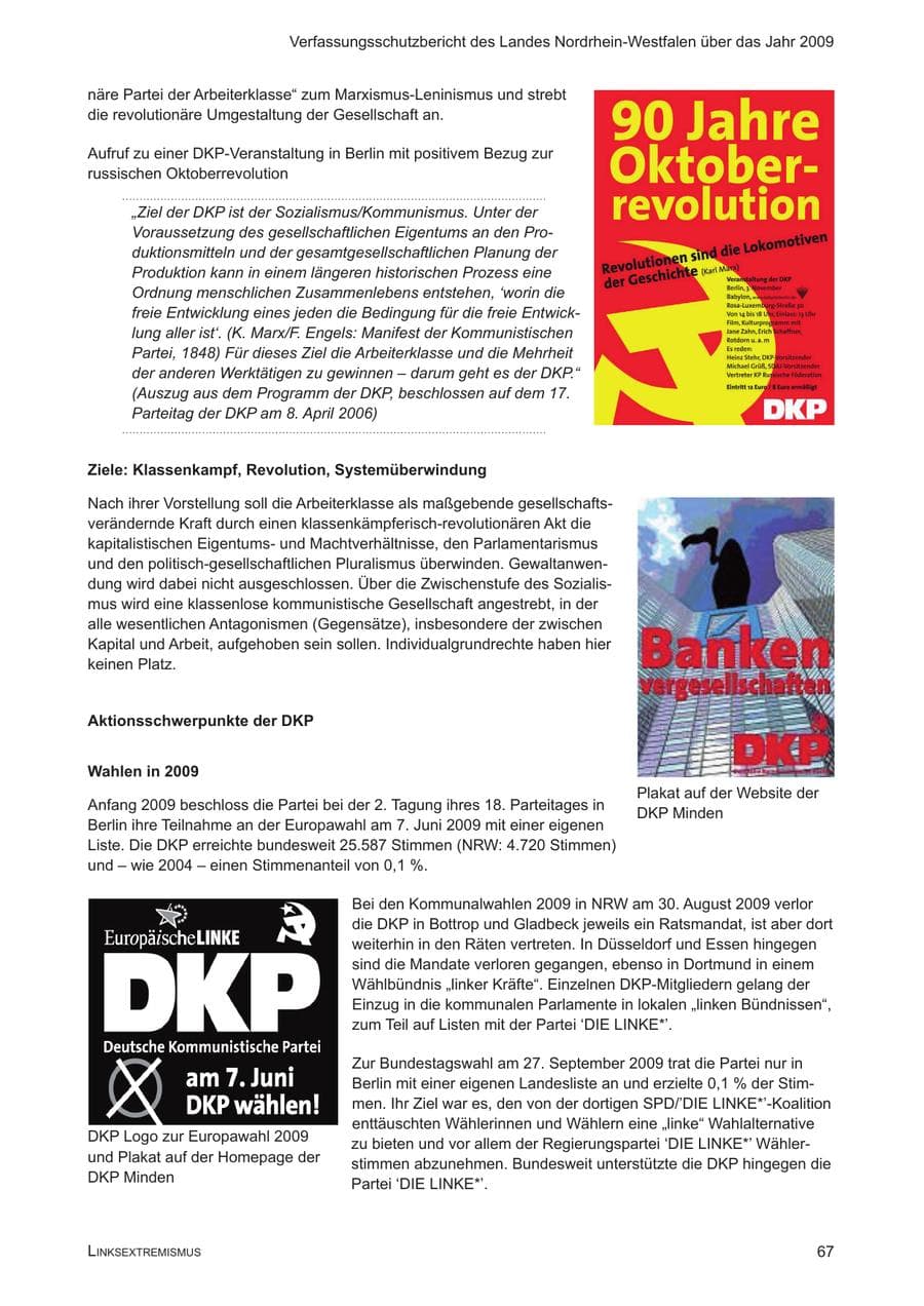 Seite 68 des Verfassungsschutzbericht 2009 Nordrhein-Westfalen