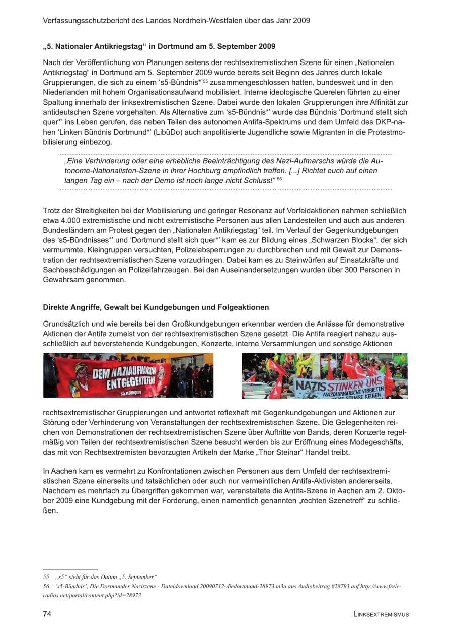 Seite 75 des Verfassungsschutzbericht 2009 Nordrhein-Westfalen