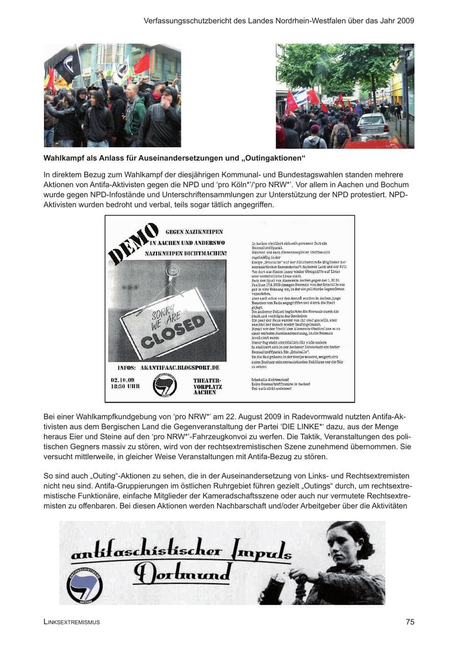 Seite 76 des Verfassungsschutzbericht 2009 Nordrhein-Westfalen
