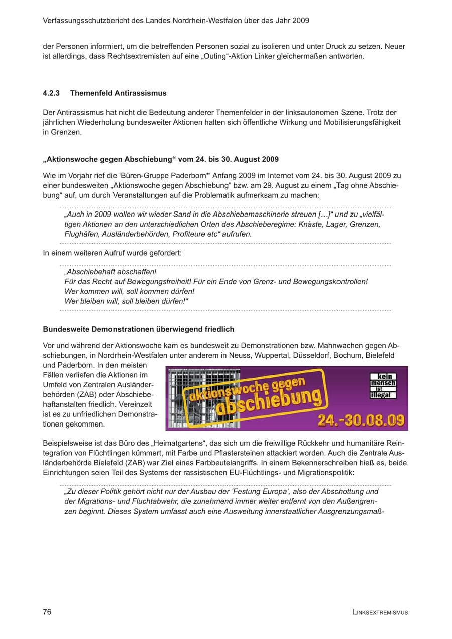 Seite 77 des Verfassungsschutzbericht 2009 Nordrhein-Westfalen