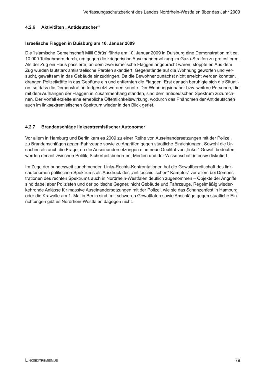 Seite 80 des Verfassungsschutzbericht 2009 Nordrhein-Westfalen