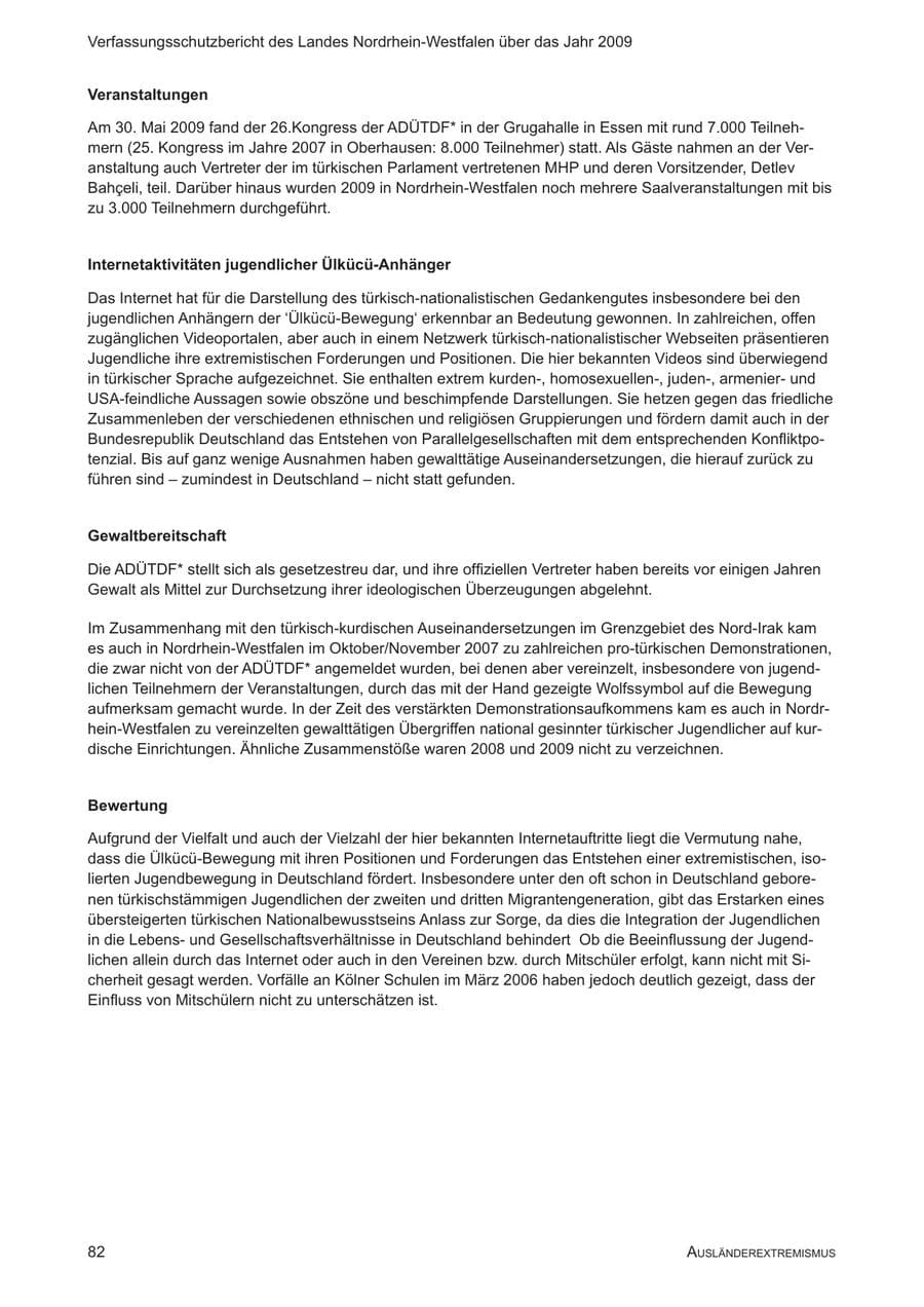 Seite 83 des Verfassungsschutzbericht 2009 Nordrhein-Westfalen