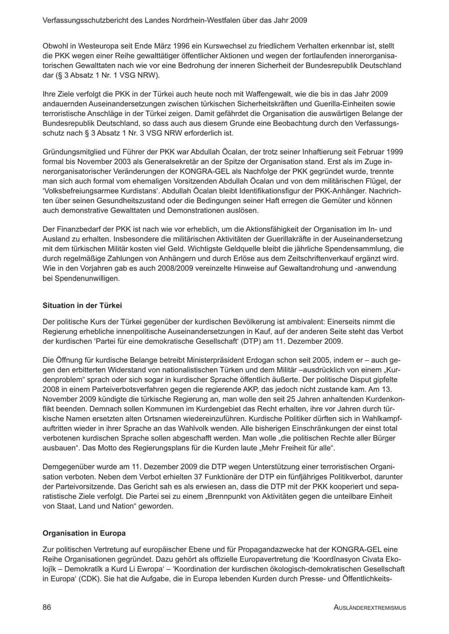 Seite 87 des Verfassungsschutzbericht 2009 Nordrhein-Westfalen