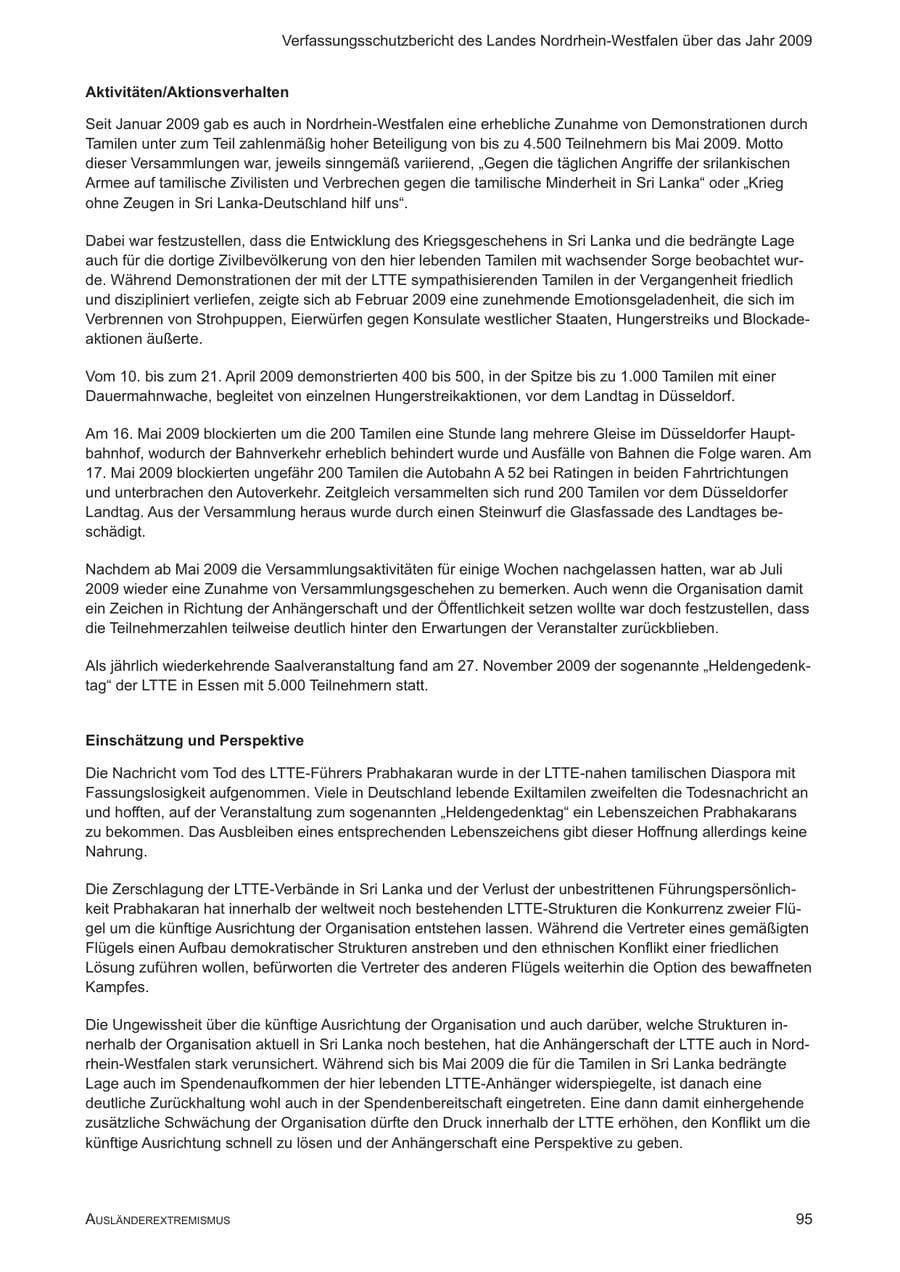 Seite 96 des Verfassungsschutzbericht 2009 Nordrhein-Westfalen