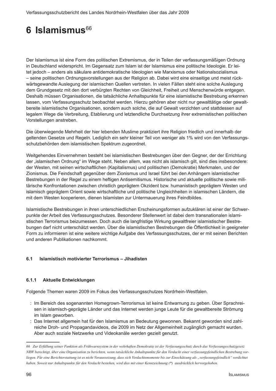 Seite 97 des Verfassungsschutzbericht 2009 Nordrhein-Westfalen