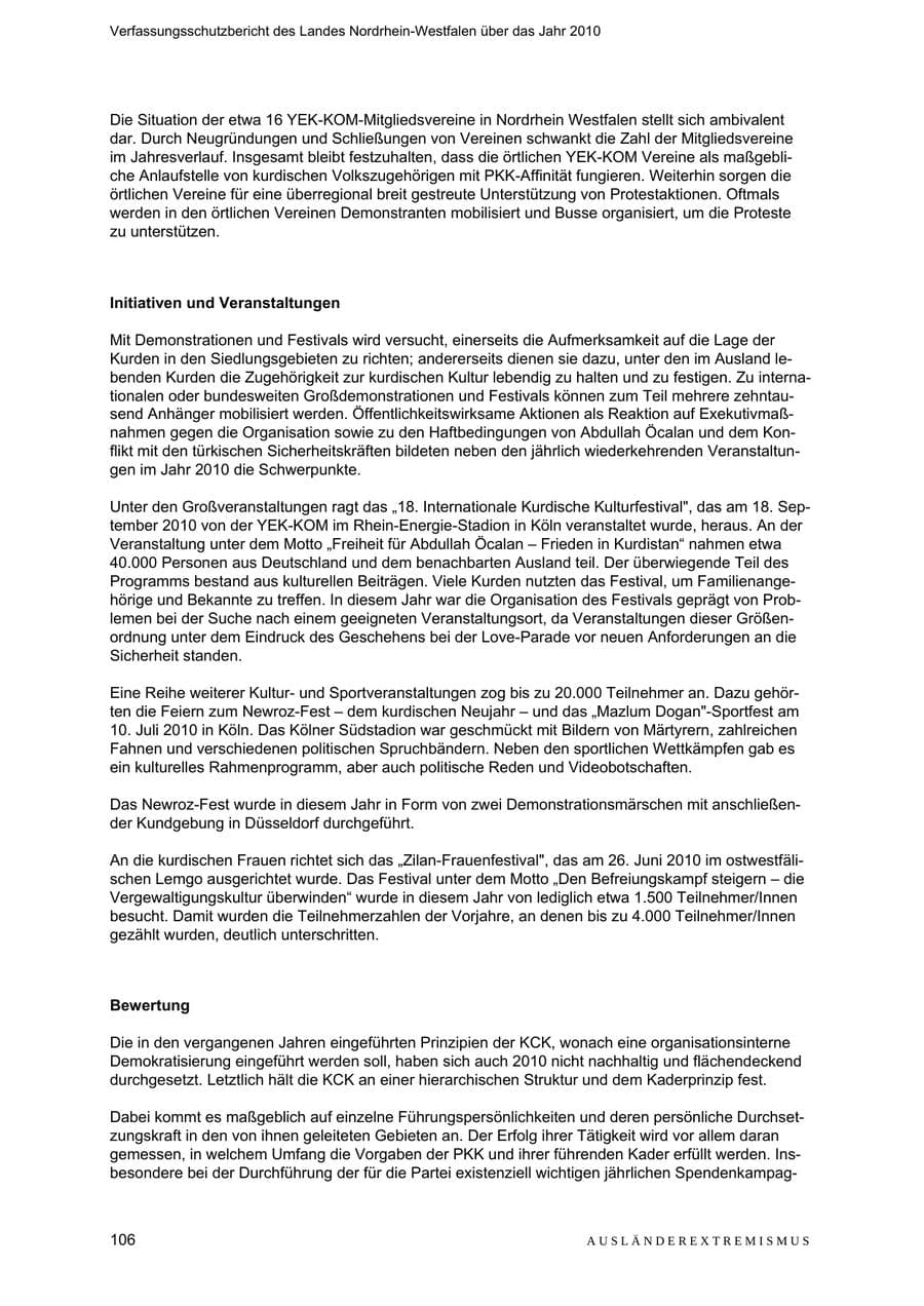 Seite 107 des Verfassungsschutzbericht 2010 Nordrhein-Westfalen