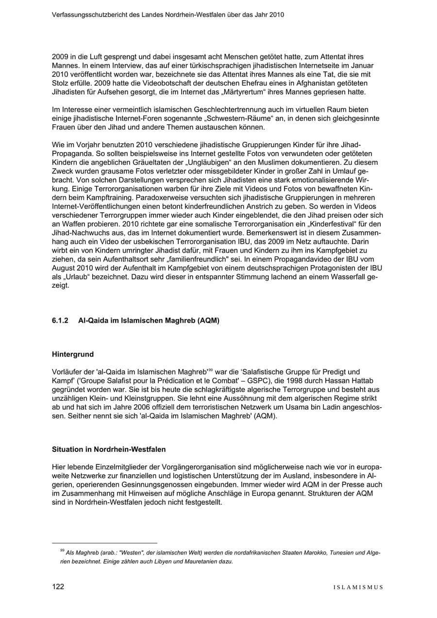 Seite 123 des Verfassungsschutzbericht 2010 Nordrhein-Westfalen