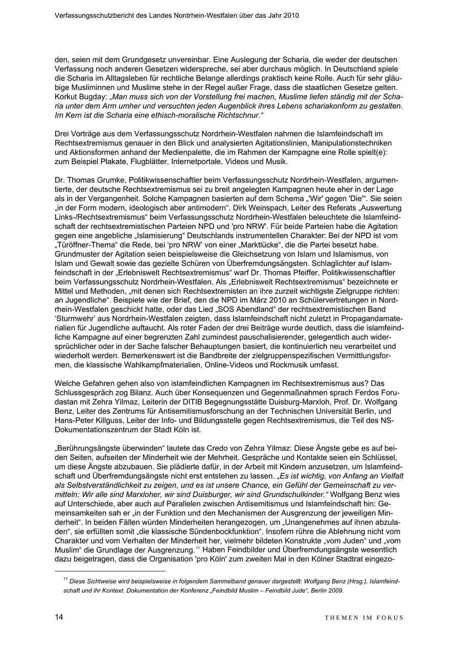 Seite 15 des Verfassungsschutzbericht 2010 Nordrhein-Westfalen