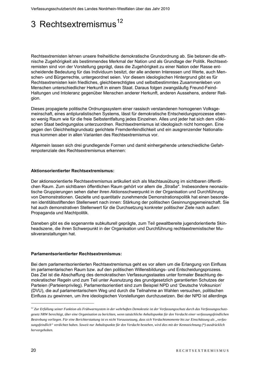 Seite 21 des Verfassungsschutzbericht 2010 Nordrhein-Westfalen