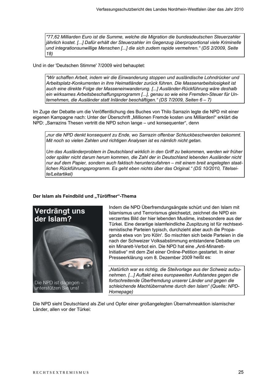 Seite 26 des Verfassungsschutzbericht 2010 Nordrhein-Westfalen