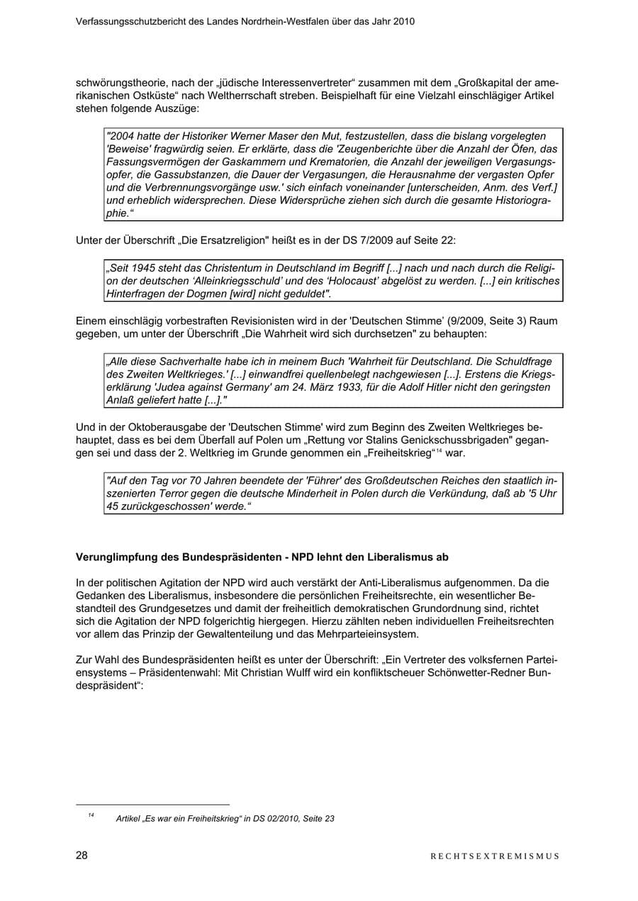 Seite 29 des Verfassungsschutzbericht 2010 Nordrhein-Westfalen