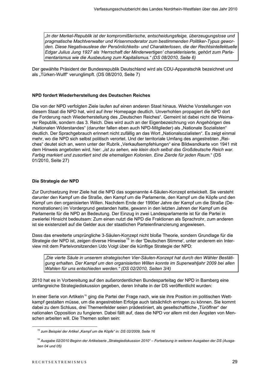 Seite 30 des Verfassungsschutzbericht 2010 Nordrhein-Westfalen