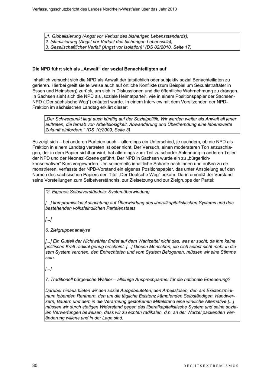 Seite 31 des Verfassungsschutzbericht 2010 Nordrhein-Westfalen