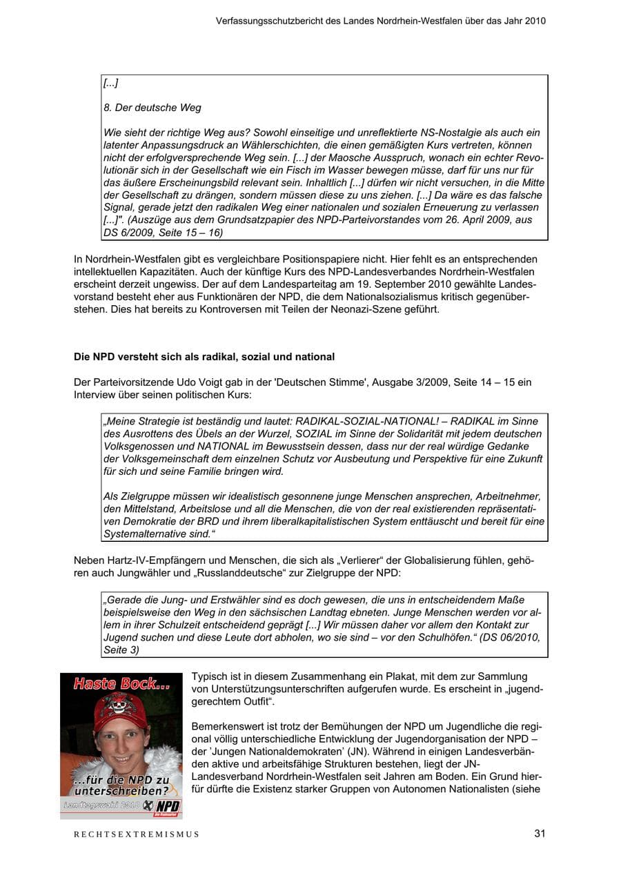 Seite 32 des Verfassungsschutzbericht 2010 Nordrhein-Westfalen