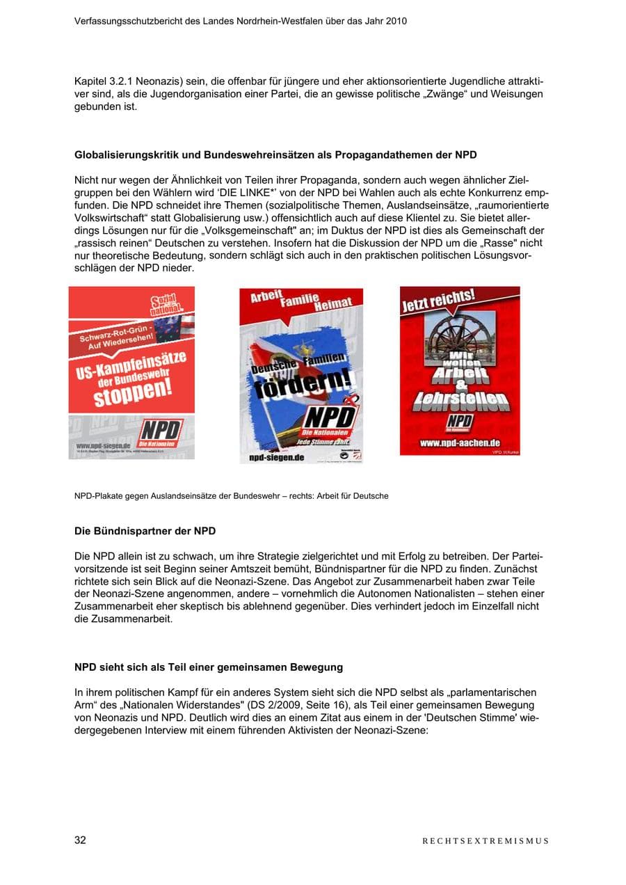 Seite 33 des Verfassungsschutzbericht 2010 Nordrhein-Westfalen