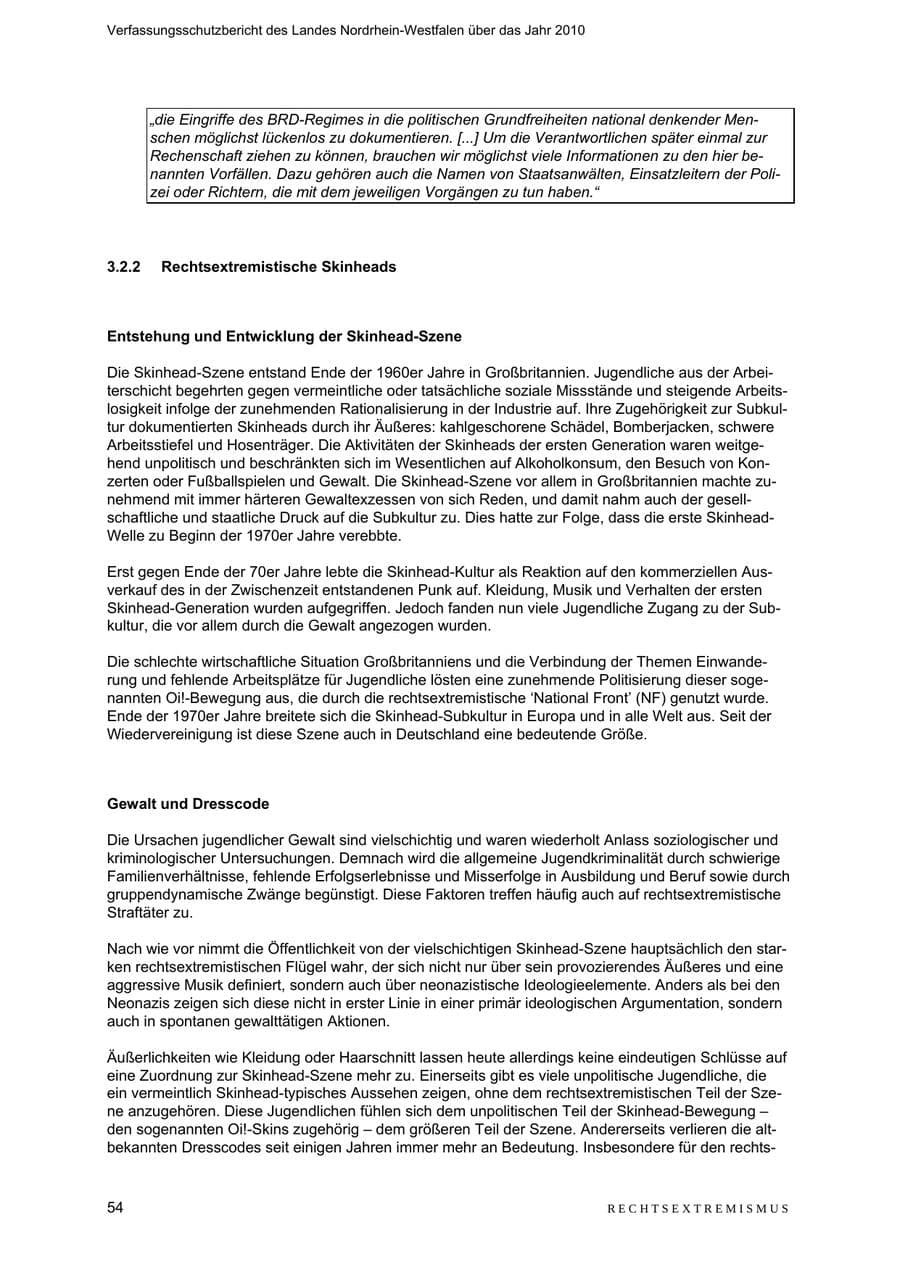 Seite 55 des Verfassungsschutzbericht 2010 Nordrhein-Westfalen
