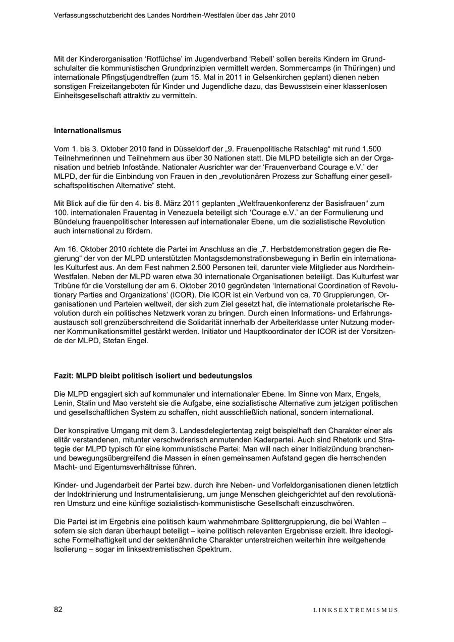 Seite 83 des Verfassungsschutzbericht 2010 Nordrhein-Westfalen