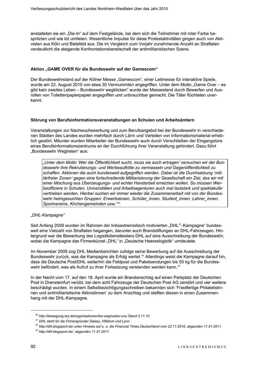 Seite 93 des Verfassungsschutzbericht 2010 Nordrhein-Westfalen