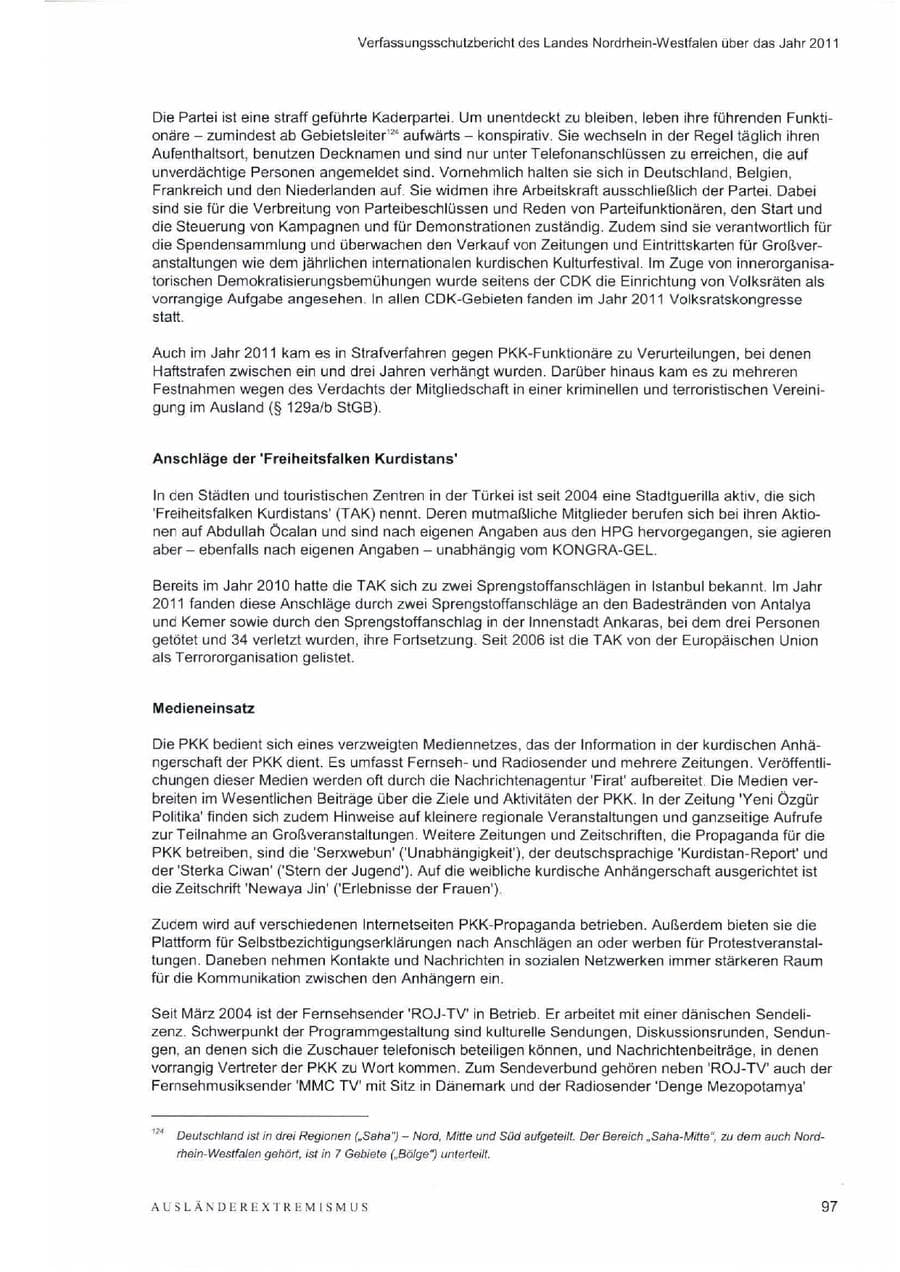 Seite 101 des Verfassungsschutzbericht 2011 Nordrhein-Westfalen