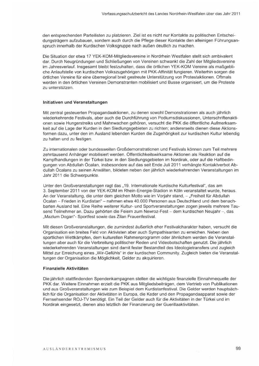 Seite 103 des Verfassungsschutzbericht 2011 Nordrhein-Westfalen