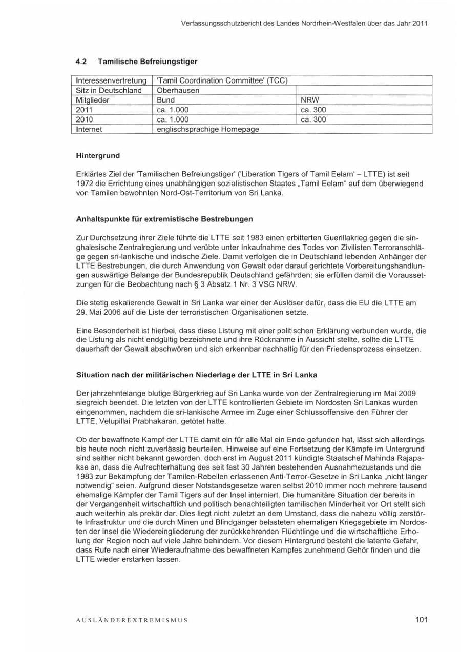 Seite 105 des Verfassungsschutzbericht 2011 Nordrhein-Westfalen
