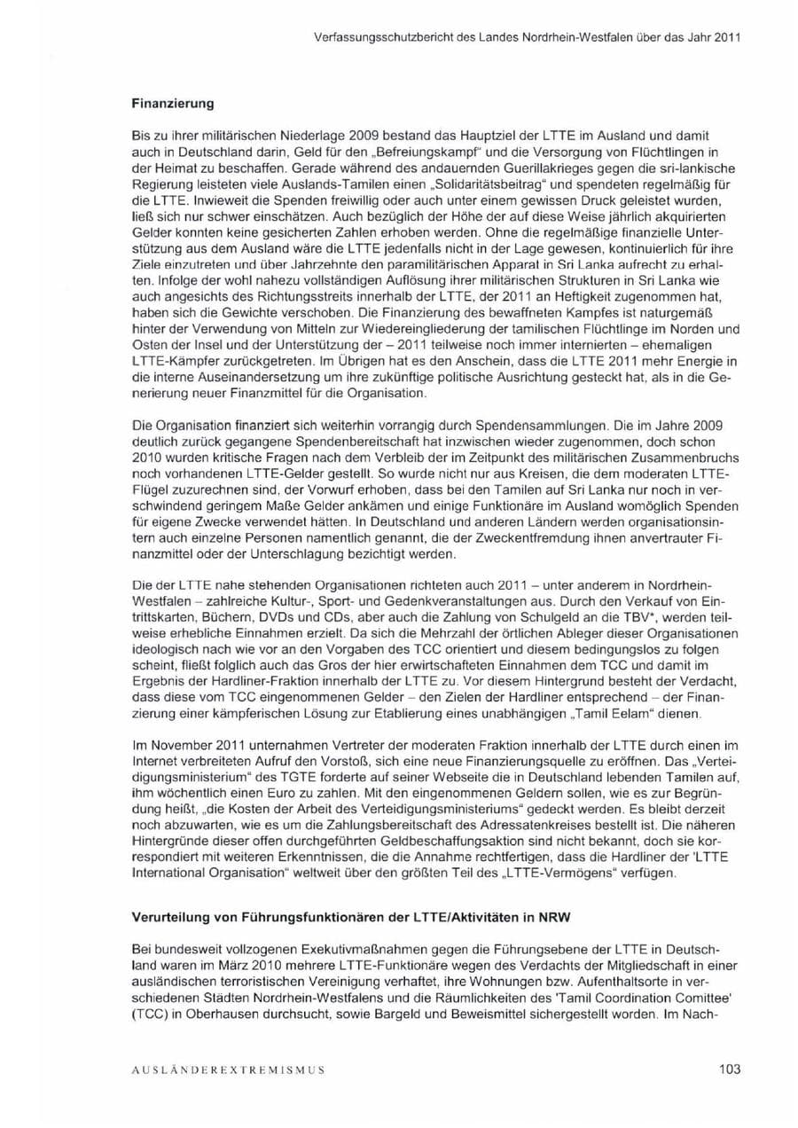 Seite 107 des Verfassungsschutzbericht 2011 Nordrhein-Westfalen