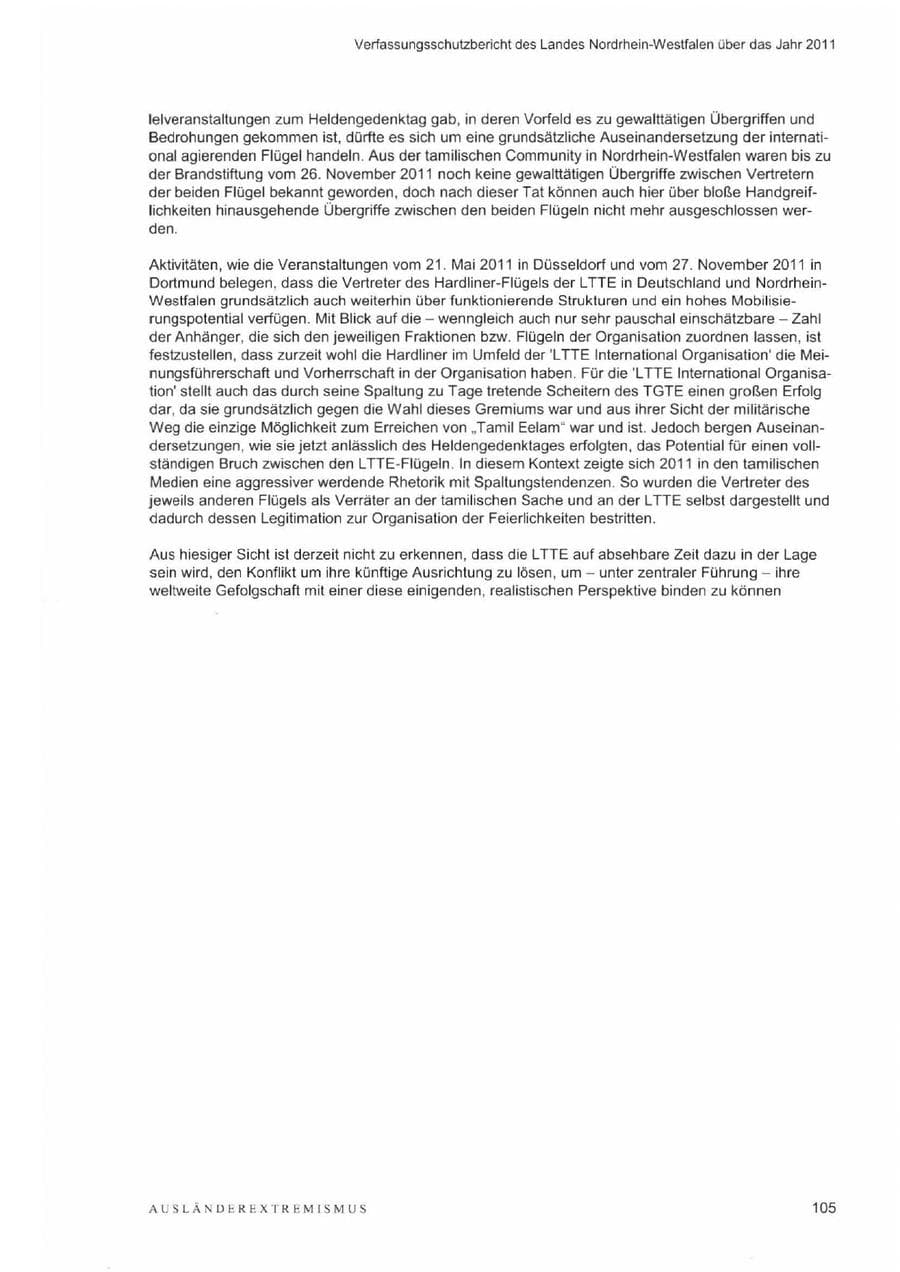 Seite 109 des Verfassungsschutzbericht 2011 Nordrhein-Westfalen
