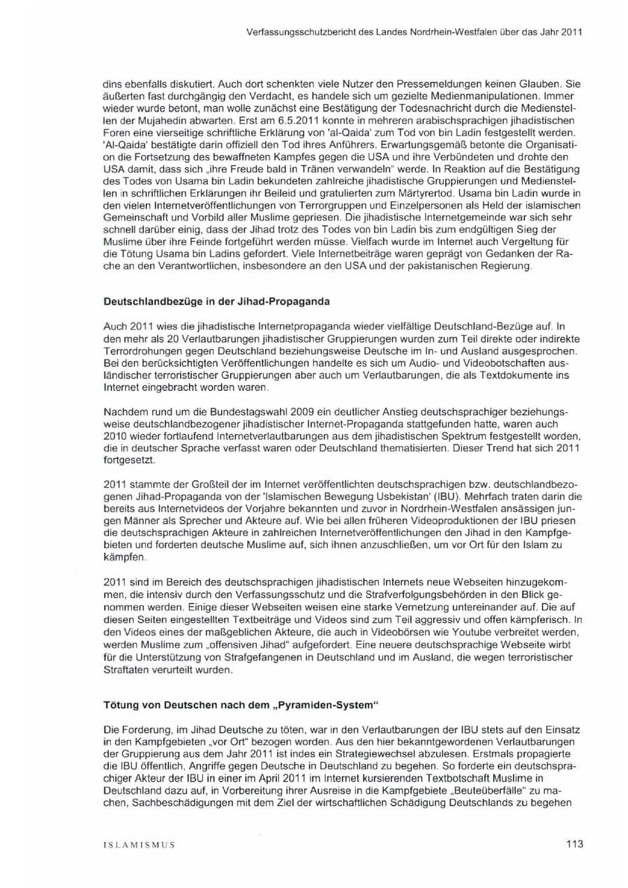 Seite 117 des Verfassungsschutzbericht 2011 Nordrhein-Westfalen